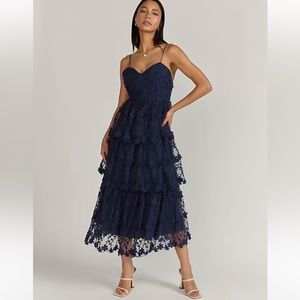 Endless rose crochet layered midi dress, size S, new